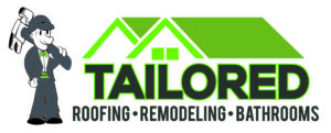 tailored logo with green house and gray man